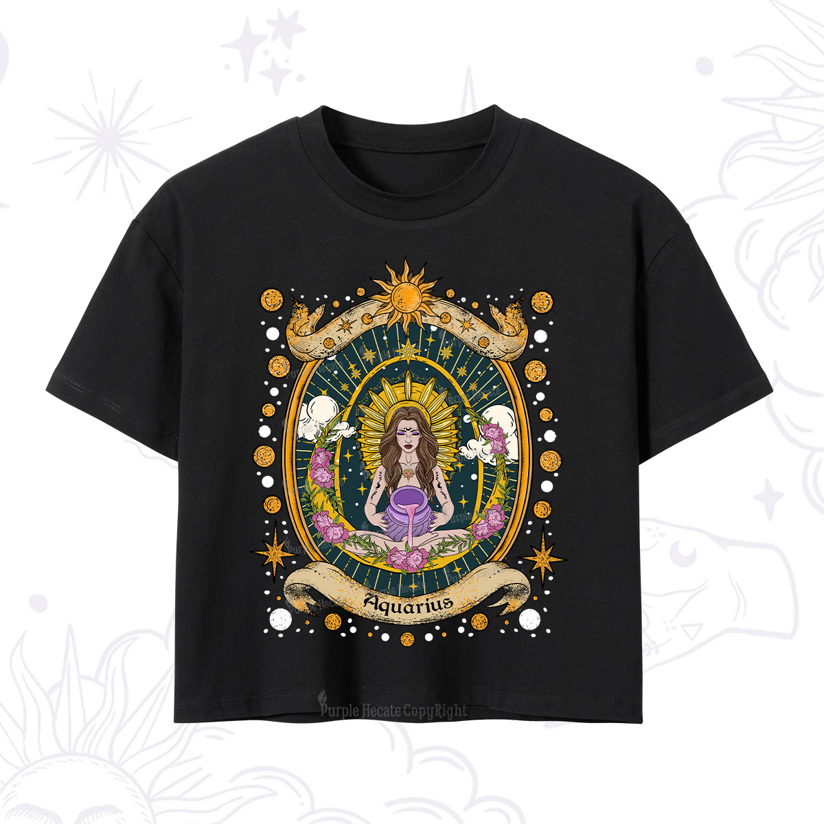 Purplehecate Aquarius Radiance Zodiac Crop T-Shirt