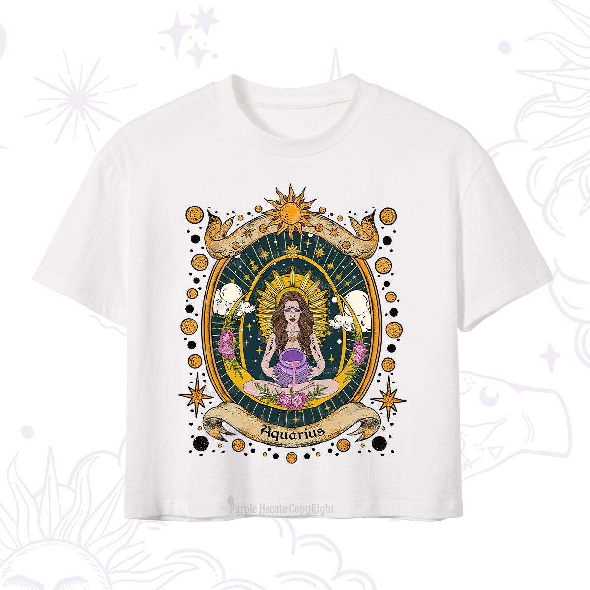 Purplehecate Aquarius Radiance Zodiac Crop T-Shirt