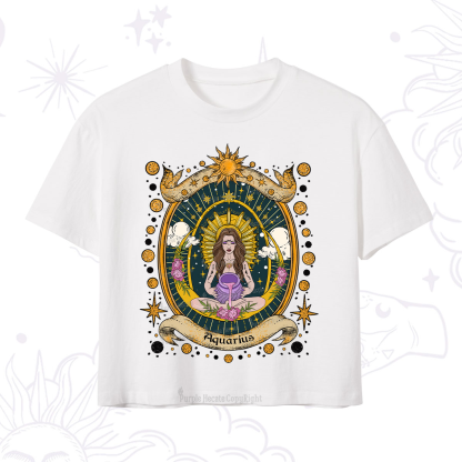 Purplehecate Aquarius Radiance Zodiac Crop T-Shirt