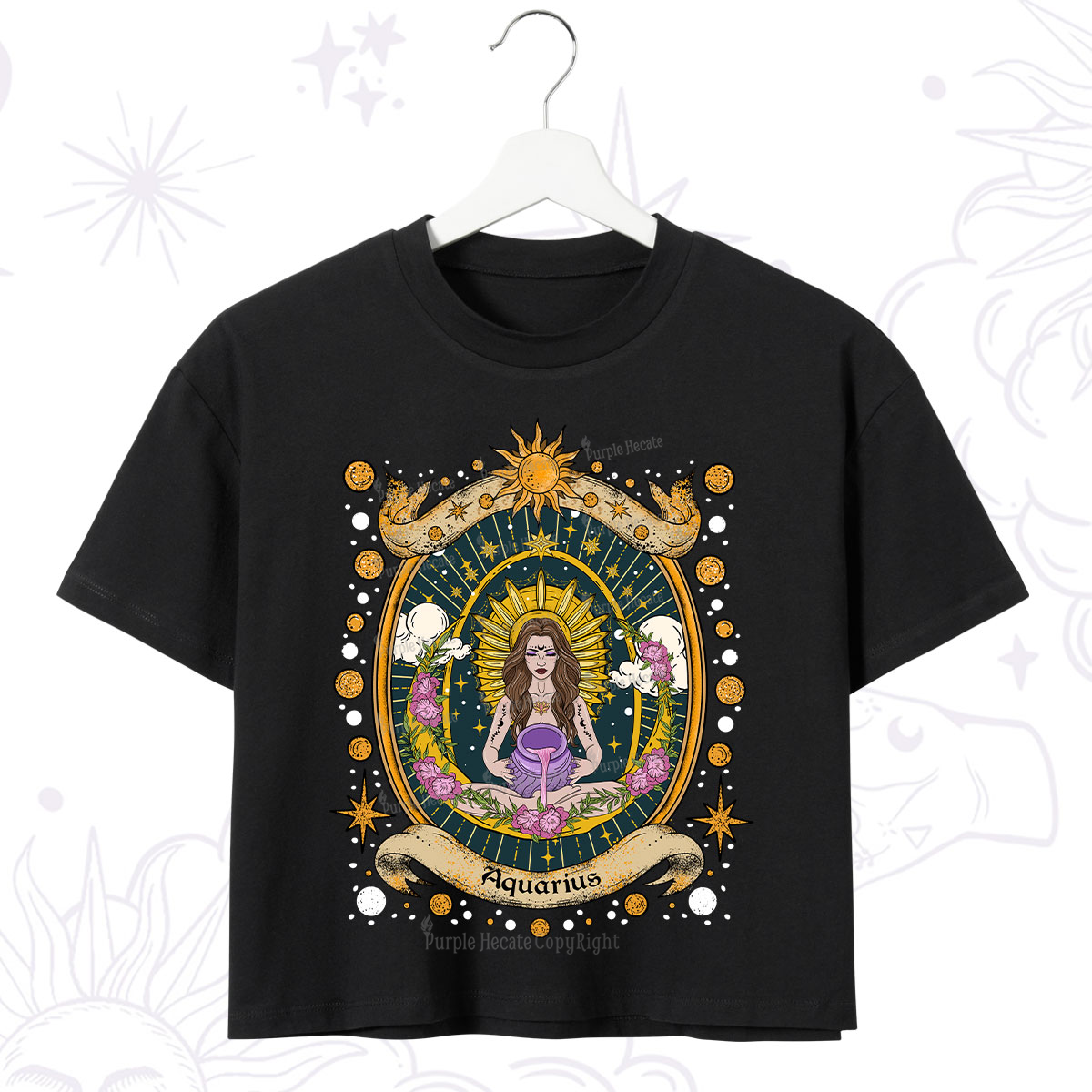 Purplehecate Aquarius Radiance Zodiac Crop T-Shirt