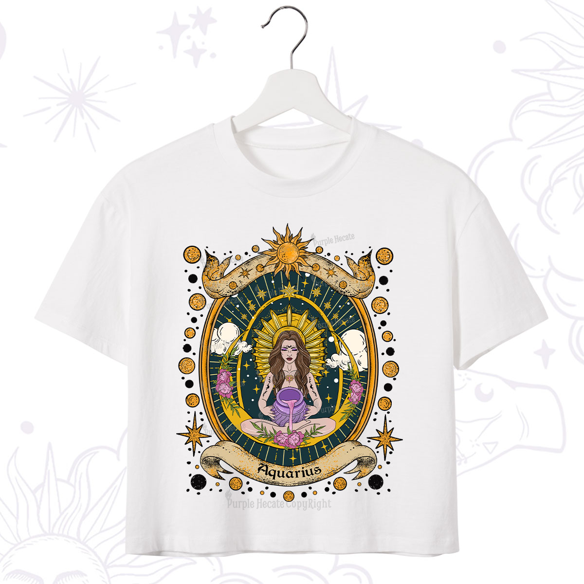 Purplehecate Aquarius Radiance Zodiac Crop T-Shirt