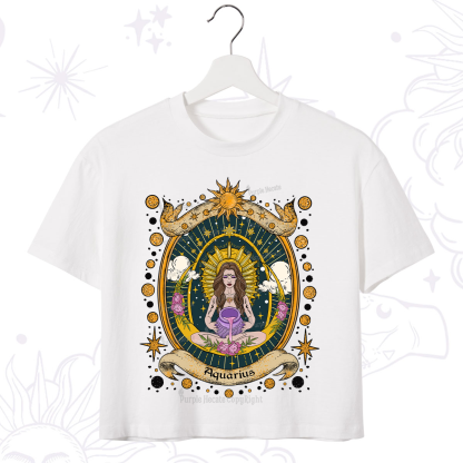 Purplehecate Aquarius Radiance Zodiac Crop T-Shirt