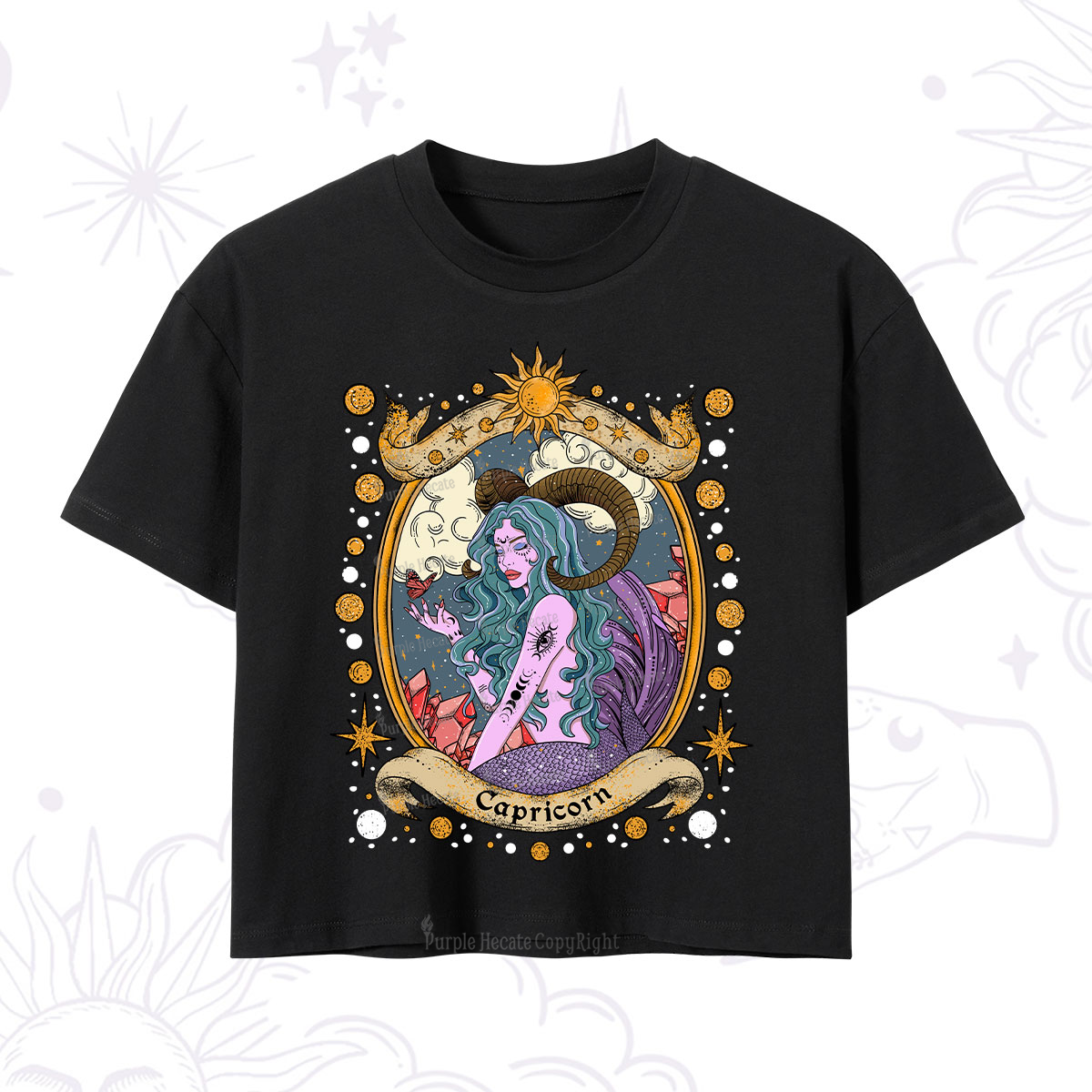 Purplehecate Capricorn Radiance Zodiac Crop T-Shirt