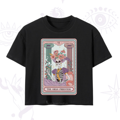 Purplehecate The High Priestess Skeleton Tarot Crop T-Shirt