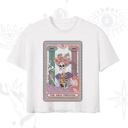 Purplehecate The High Priestess Skeleton Tarot Crop T-Shirt