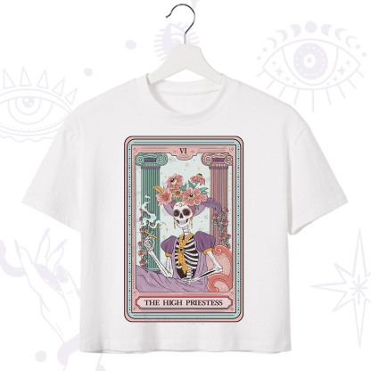 Purplehecate The High Priestess Skeleton Tarot Crop T-Shirt