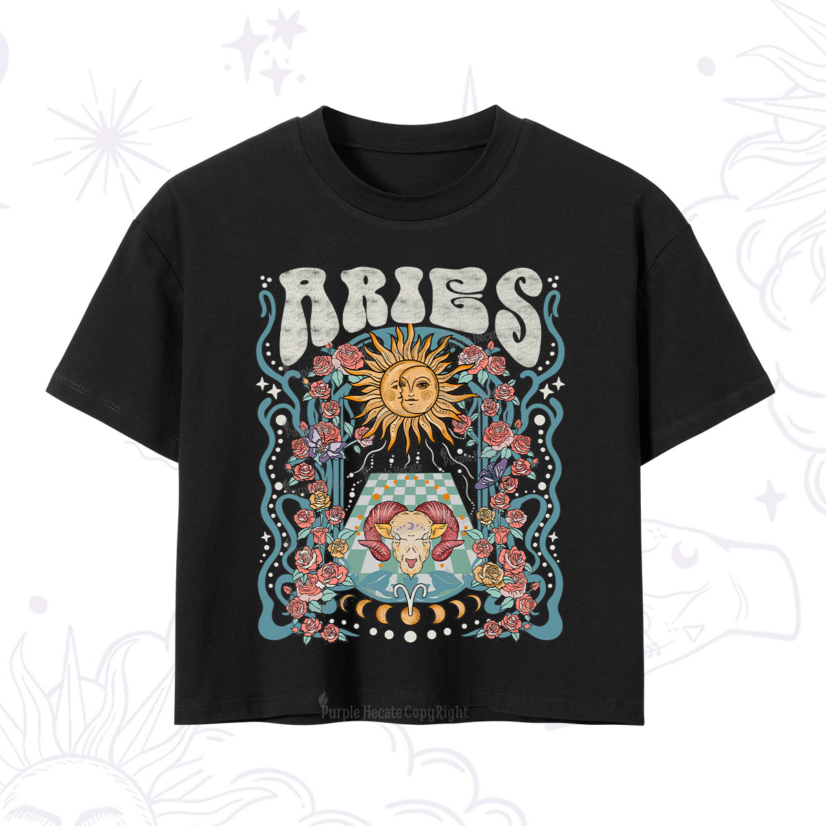 Purplehecate Aries Spirit Zodiac Crop T-Shirt