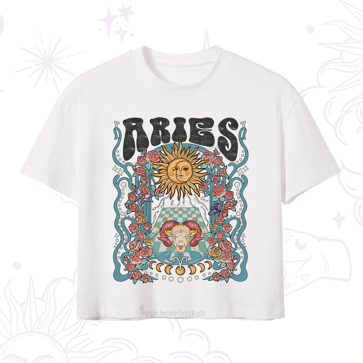 Purplehecate Aries Spirit Zodiac Crop T-Shirt