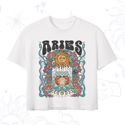Purplehecate Aries Spirit Zodiac Crop T-Shirt