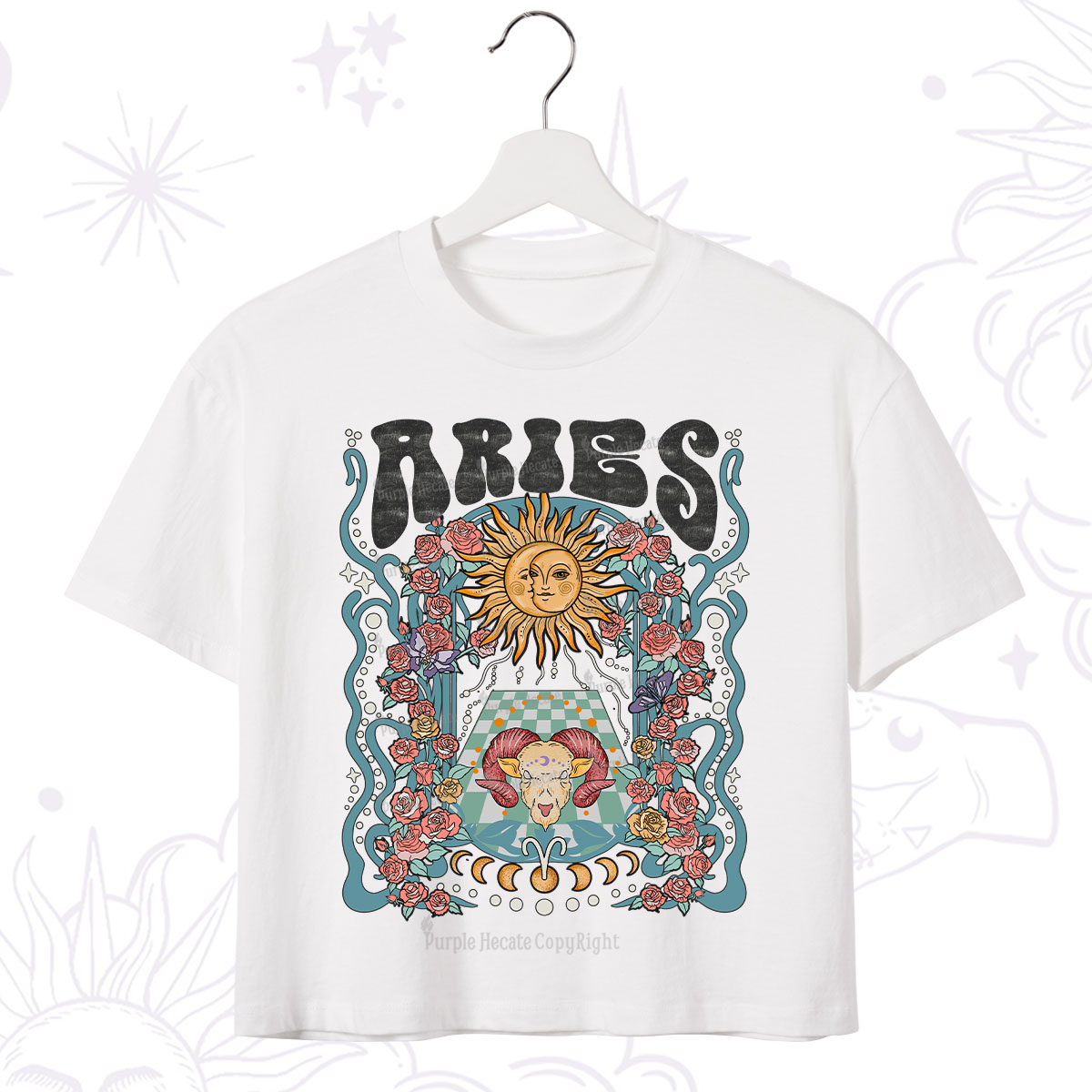 Purplehecate Aries Spirit Zodiac Crop T-Shirt