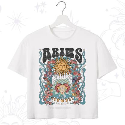 Purplehecate Aries Spirit Zodiac Crop T-Shirt