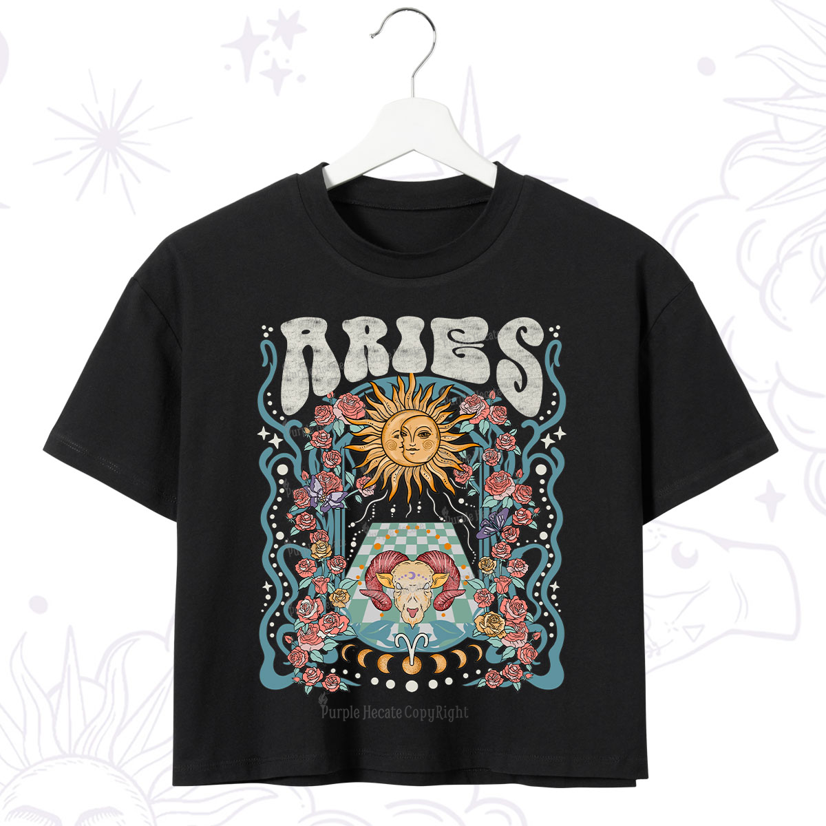 Purplehecate Aries Spirit Zodiac Crop T-Shirt