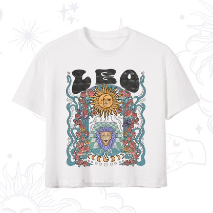 Purplehecate Leo Spirit Zodiac Crop T-Shirt
