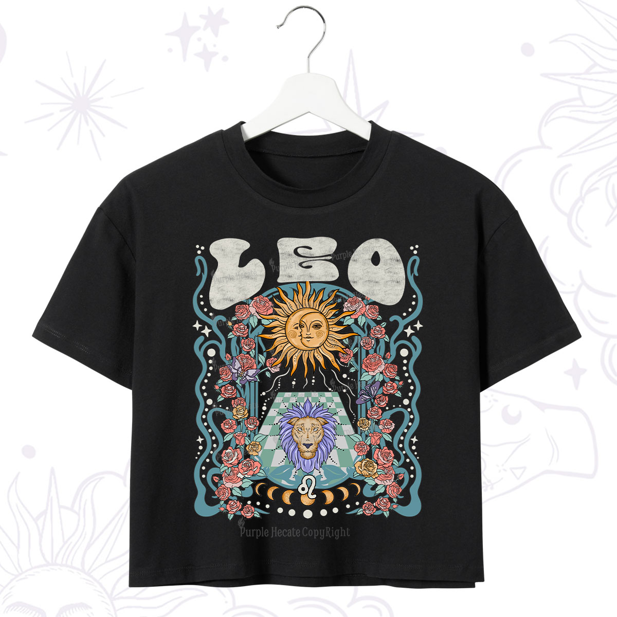 Purplehecate Leo Spirit Zodiac Crop T-Shirt