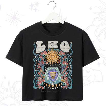 Purplehecate Leo Spirit Zodiac Crop T-Shirt
