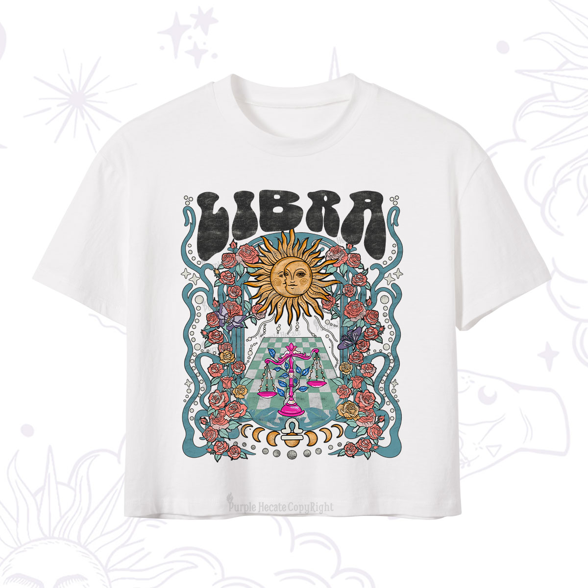 Purplehecate Libra Spirit Zodiac Crop T-Shirt