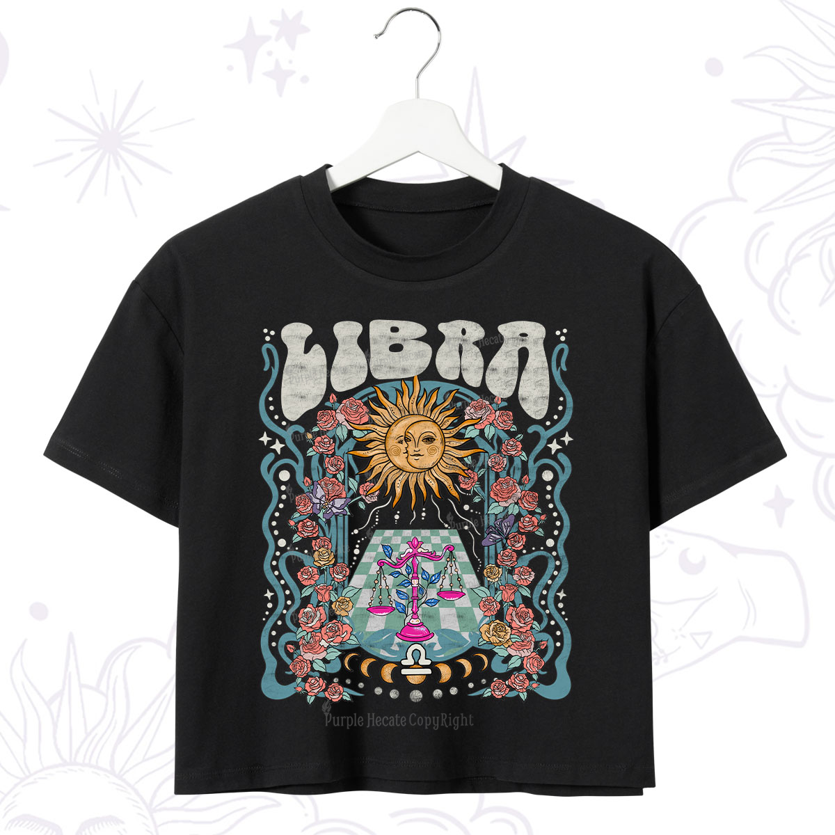 Purplehecate Libra Spirit Zodiac Crop T-Shirt