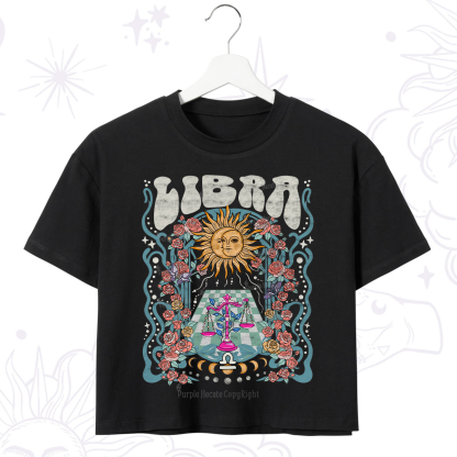 Purplehecate Libra Spirit Zodiac Crop T-Shirt