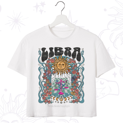 Purplehecate Libra Spirit Zodiac Crop T-Shirt
