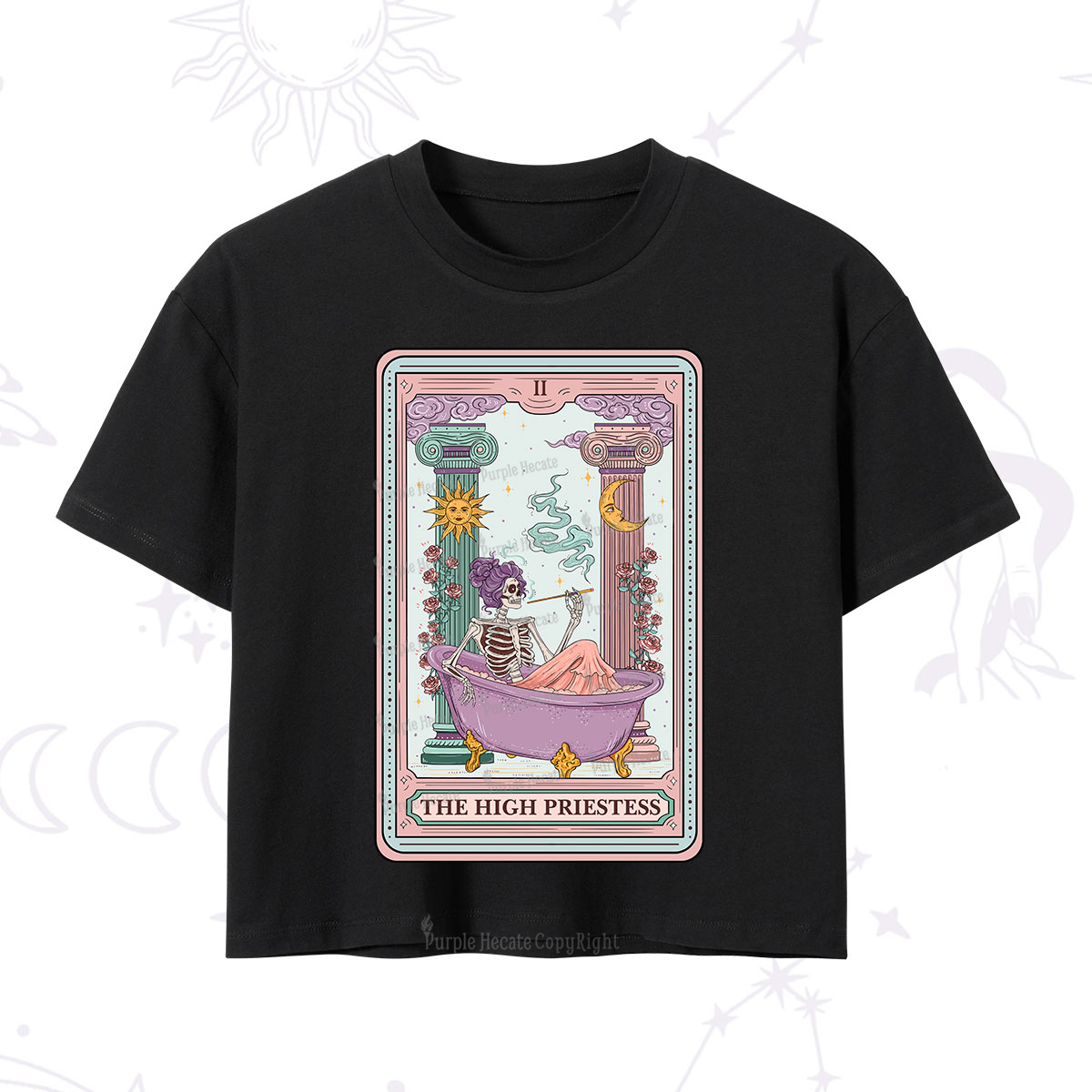 Purplehecate The Noble High Priestess Tarot Card Crop T-Shirt