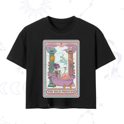 Purplehecate The Noble High Priestess Tarot Card Crop T-Shirt
