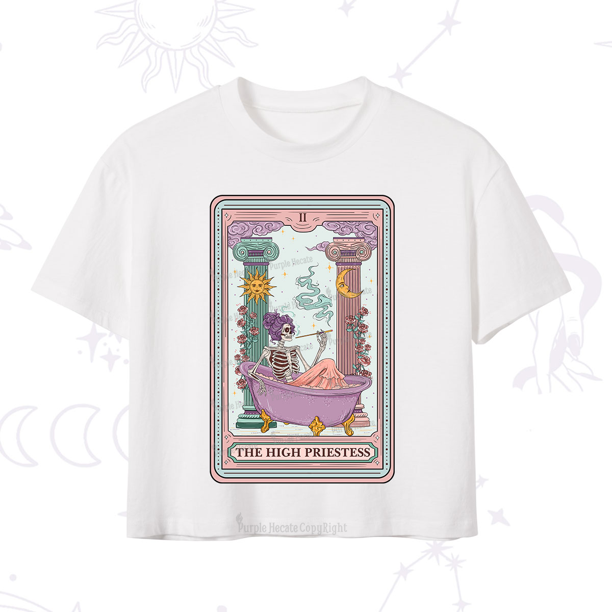 Purplehecate The Noble High Priestess Tarot Card Crop T-Shirt