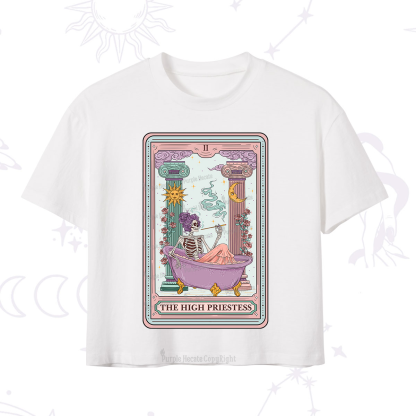 Purplehecate The Noble High Priestess Tarot Card Crop T-Shirt