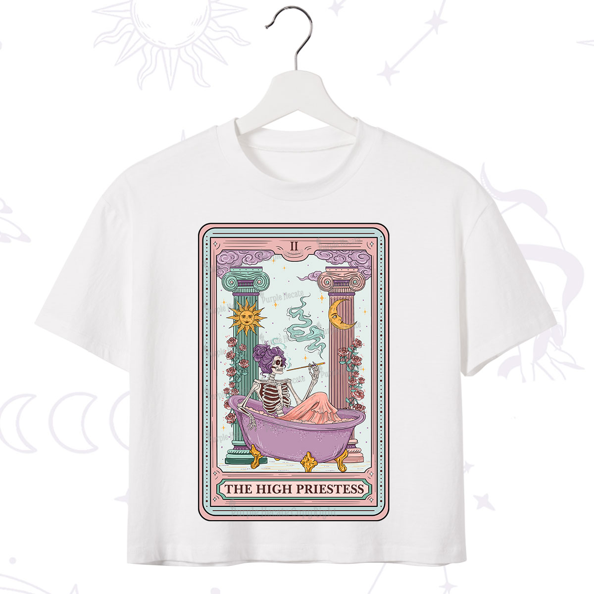 Purplehecate The Noble High Priestess Tarot Card Crop T-Shirt