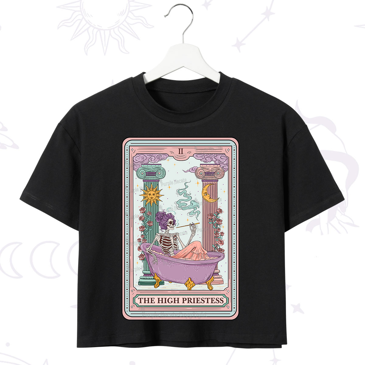 Purplehecate The Noble High Priestess Tarot Card Crop T-Shirt