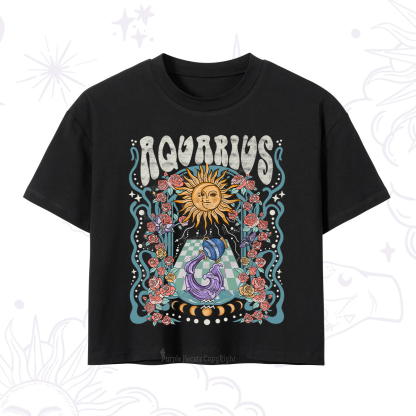 Purplehecate Aquarius Spirit Zodiac Crop T-Shirt