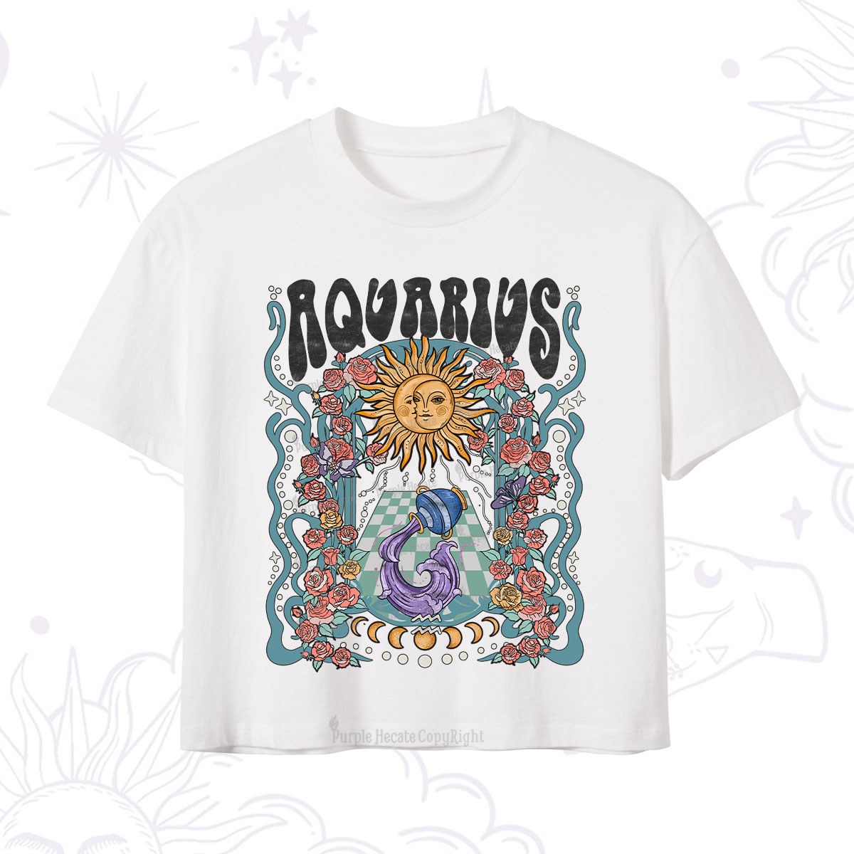Purplehecate Aquarius Spirit Zodiac Crop T-Shirt