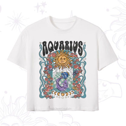 Purplehecate Aquarius Spirit Zodiac Crop T-Shirt