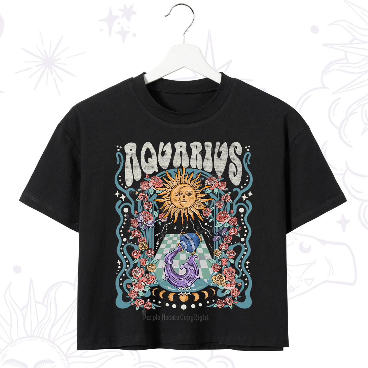 Purplehecate Aquarius Spirit Zodiac Crop T-Shirt