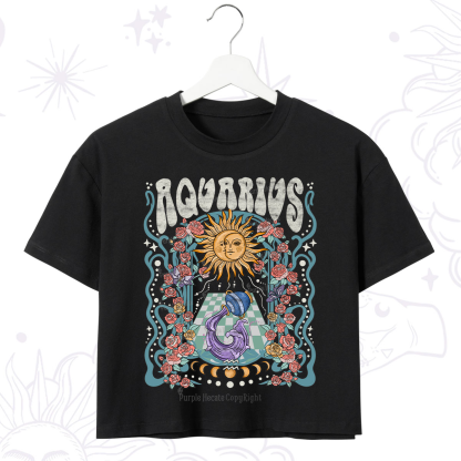 Purplehecate Aquarius Spirit Zodiac Crop T-Shirt