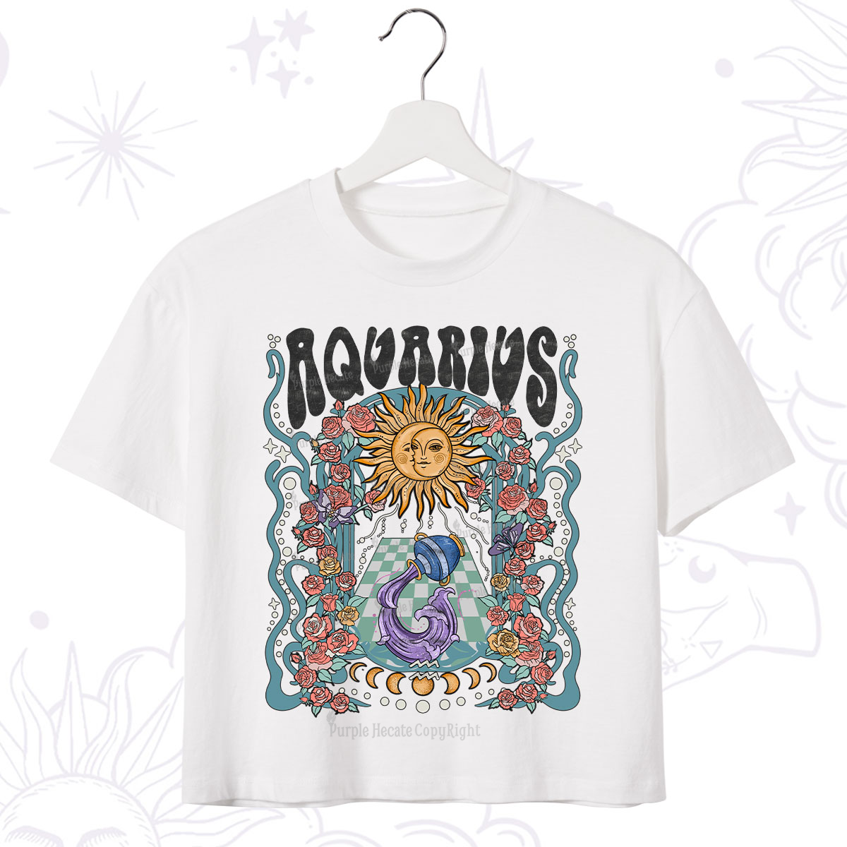 Purplehecate Aquarius Spirit Zodiac Crop T-Shirt
