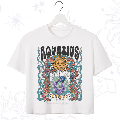 Purplehecate Aquarius Spirit Zodiac Crop T-Shirt
