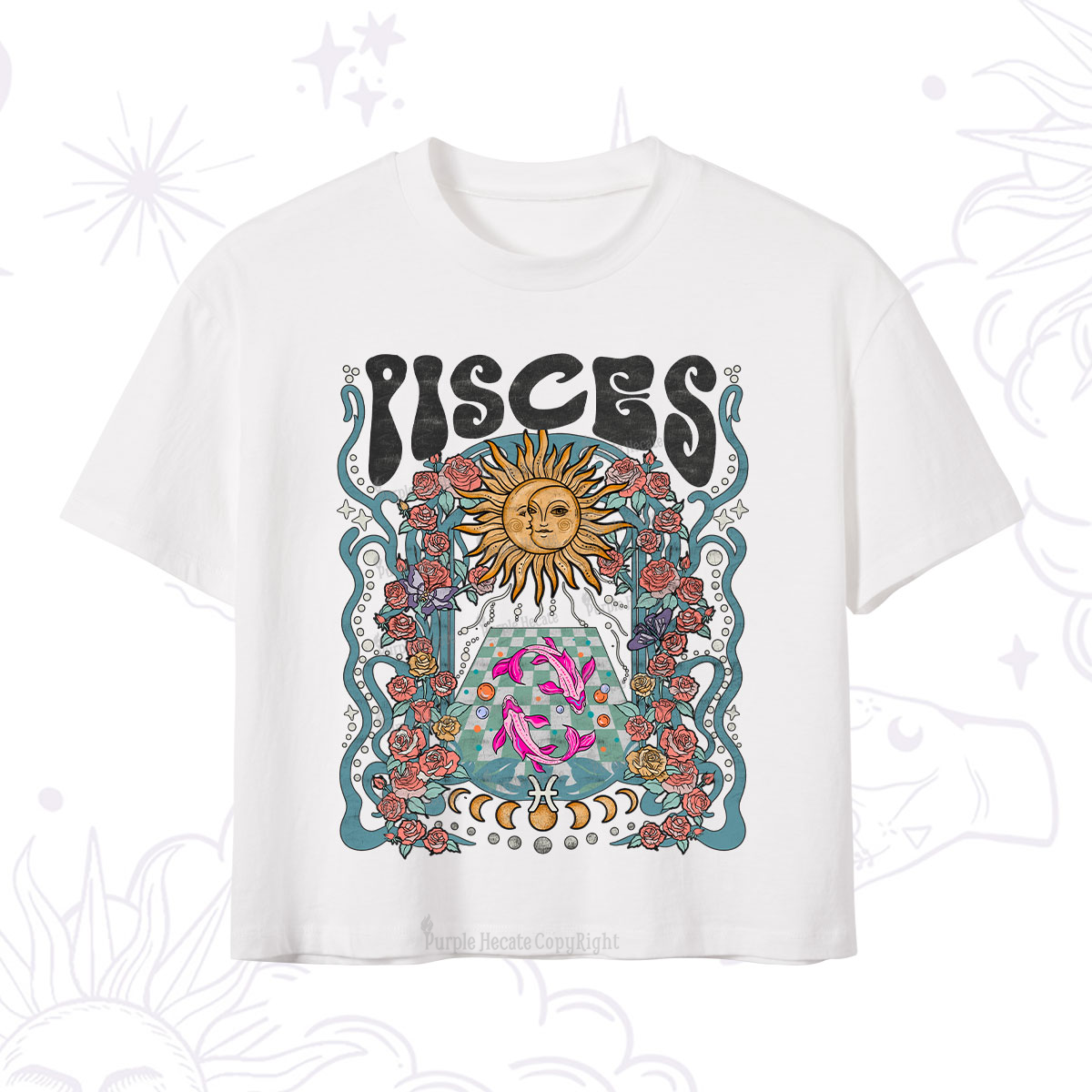 Purplehecate Pisces Spirit Zodiac Crop T-Shirt