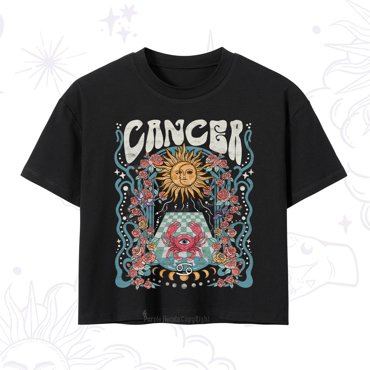 Purplehecate Cancer Spirit Zodiac Crop T-Shirt