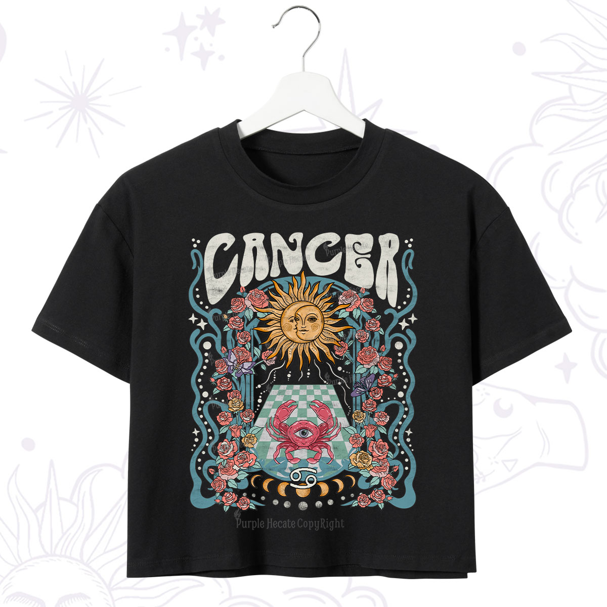 Purplehecate Cancer Spirit Zodiac Crop T-Shirt