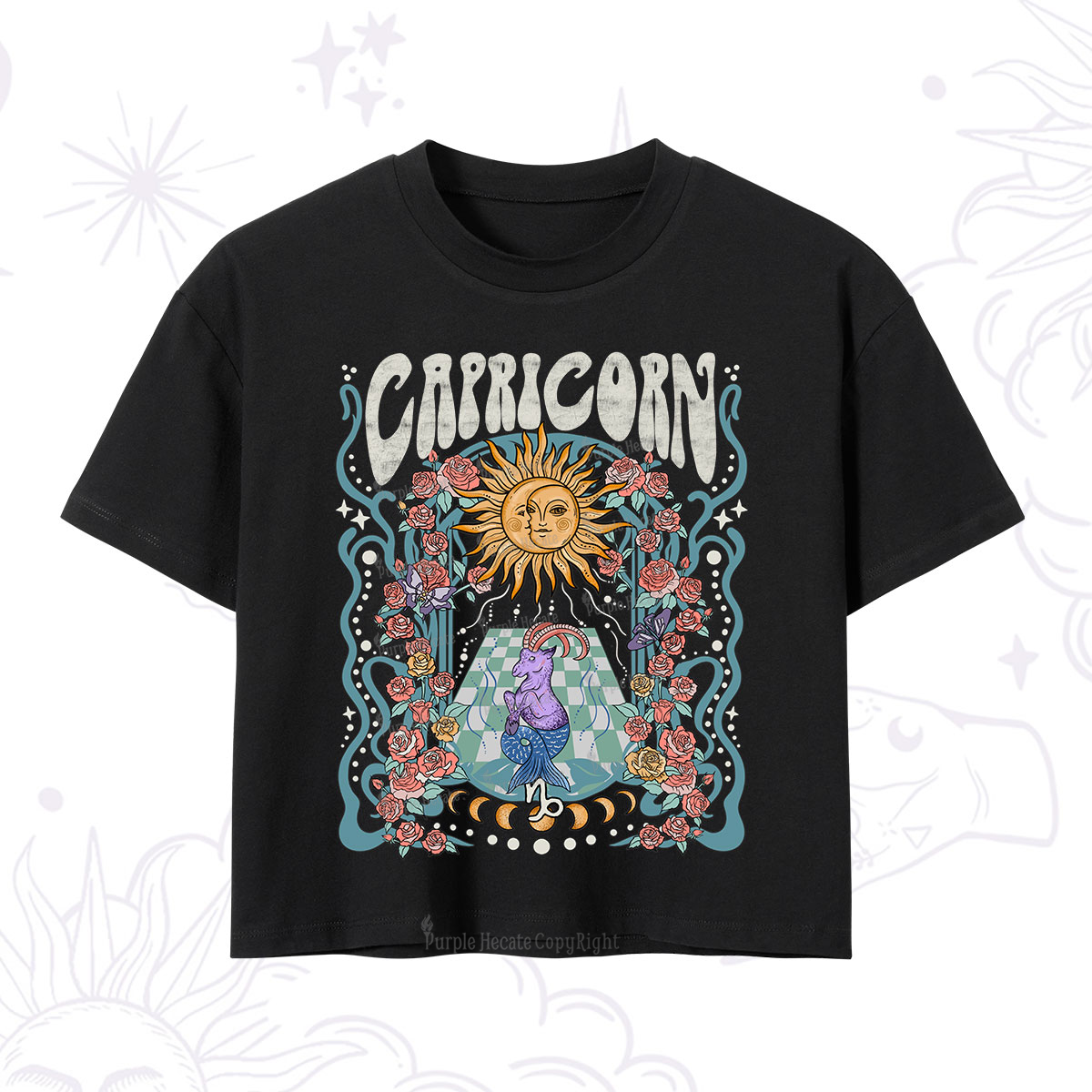Purplehecate Capricorn Spirit Zodiac Crop T-Shirt