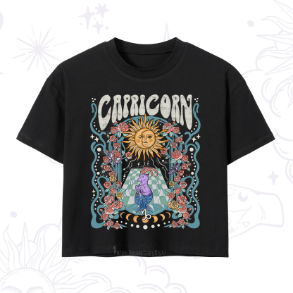 Purplehecate Capricorn Spirit Zodiac Crop T-Shirt