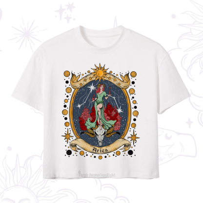 Purplehecate Celestial Aries Zodiac Crop T-Shirt