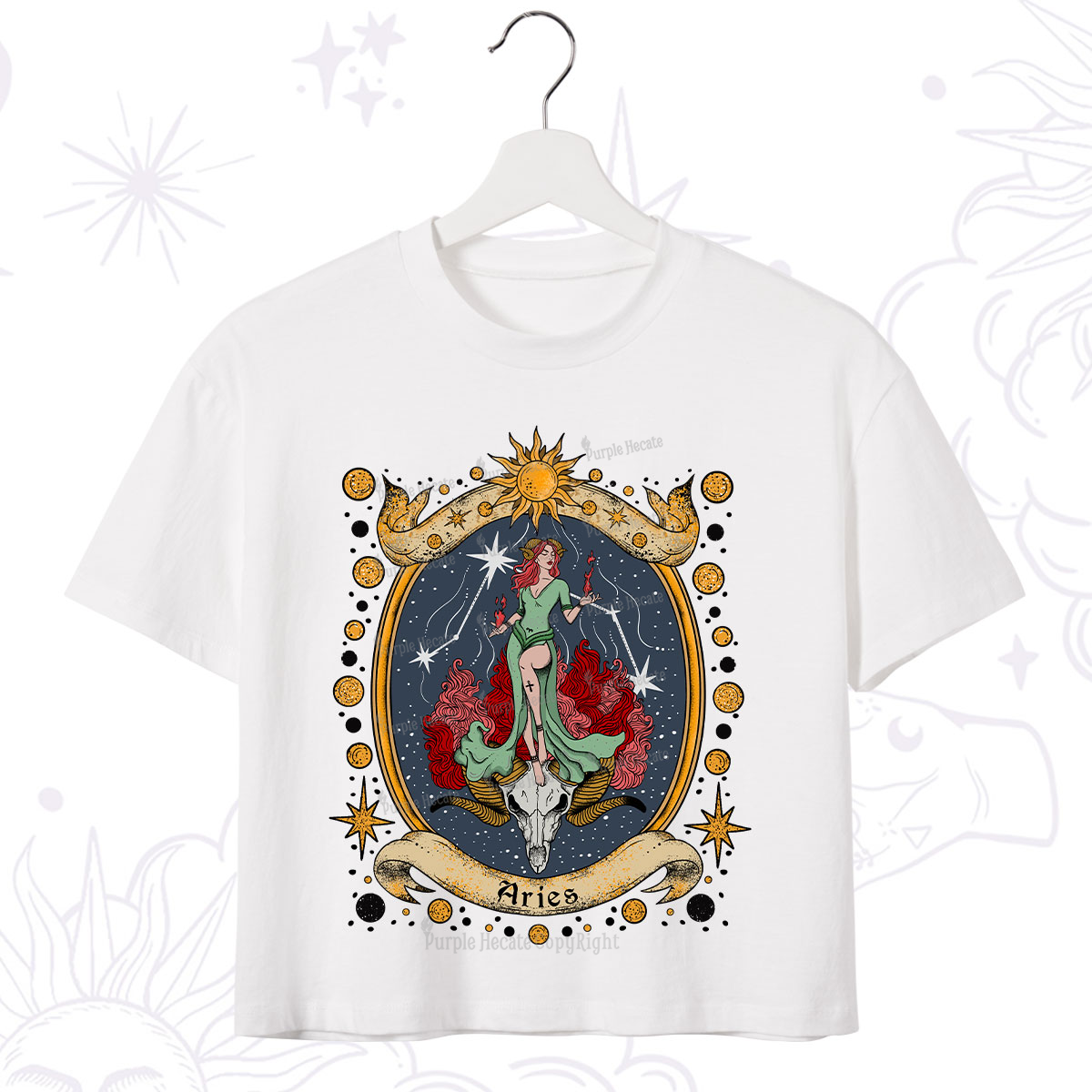 Purplehecate Celestial Aries Zodiac Crop T-Shirt