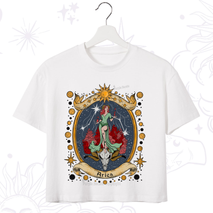 Purplehecate Celestial Aries Zodiac Crop T-Shirt