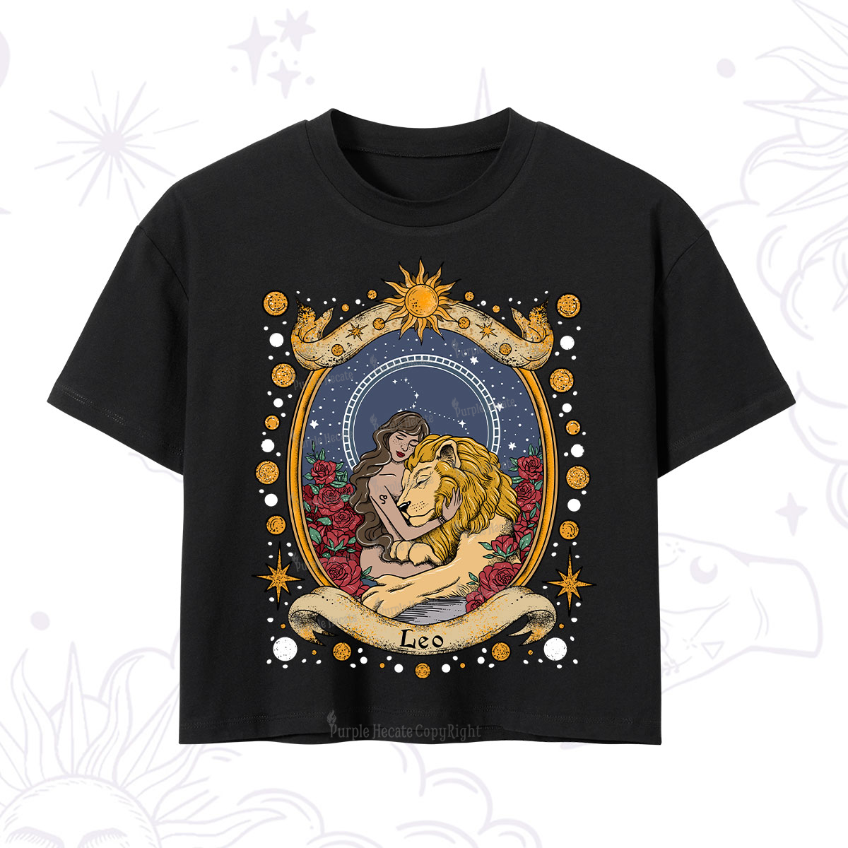 Purplehecate Celestial Leo Zodiac Crop T-Shirt
