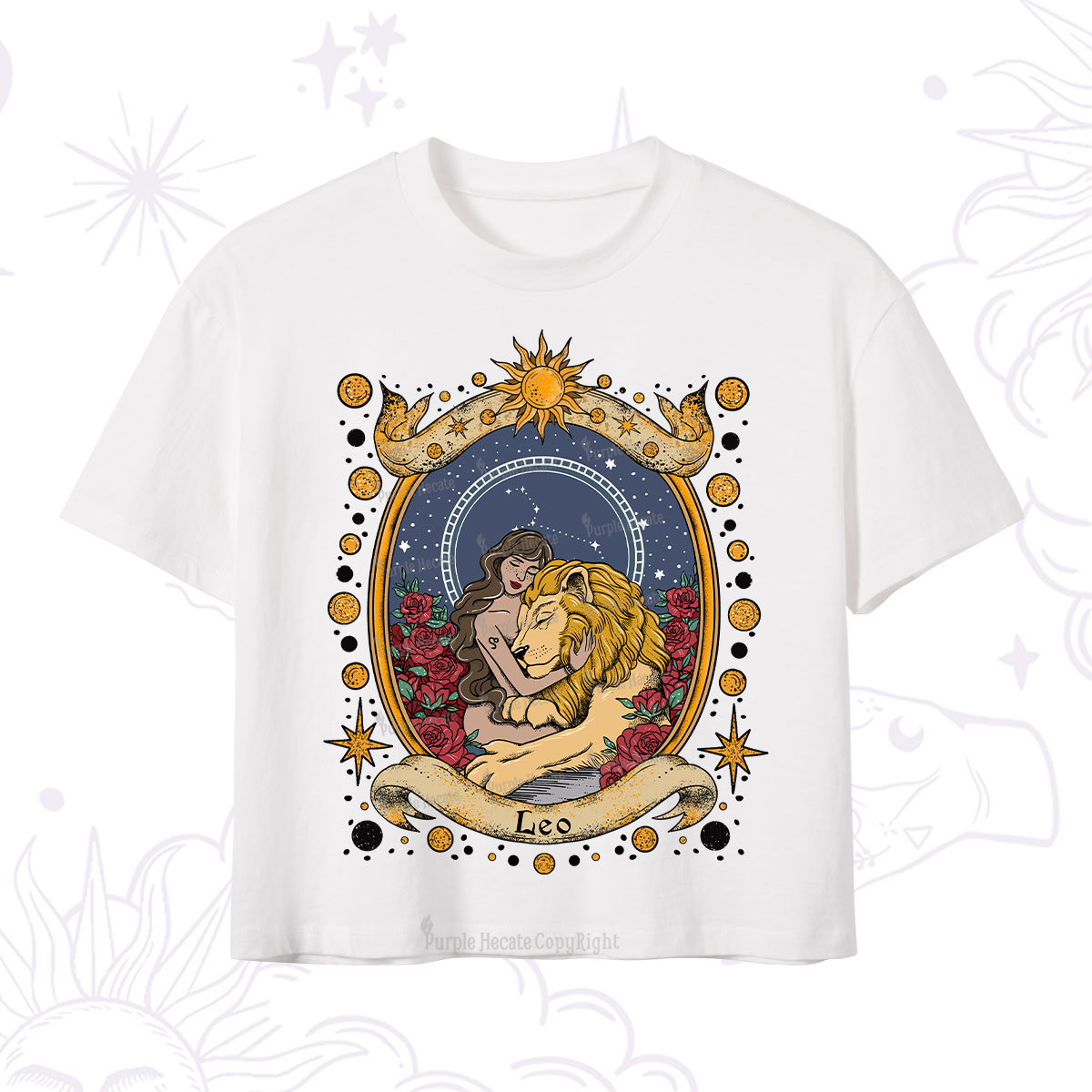 Purplehecate Celestial Leo Zodiac Crop T-Shirt
