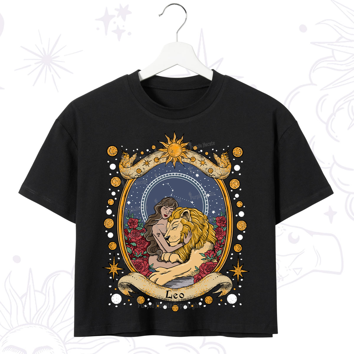Purplehecate Celestial Leo Zodiac Crop T-Shirt