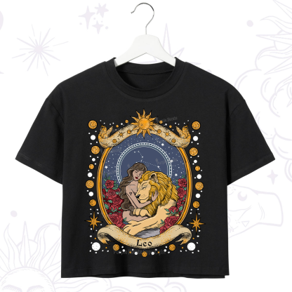Purplehecate Celestial Leo Zodiac Crop T-Shirt