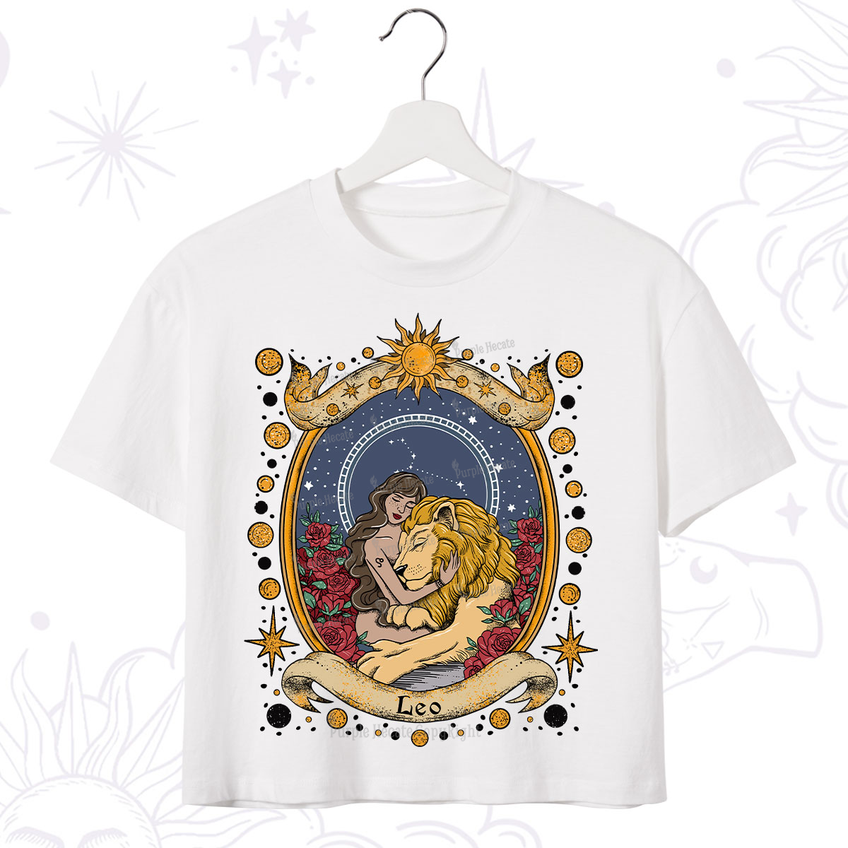 Purplehecate Celestial Leo Zodiac Crop T-Shirt