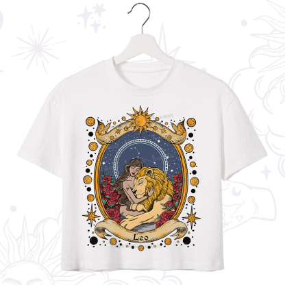 Purplehecate Celestial Leo Zodiac Crop T-Shirt